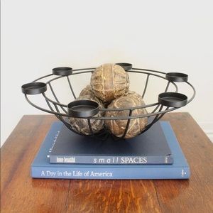 Joss& Main Black Metal Minimalist Fruit Bowl Candle Holder